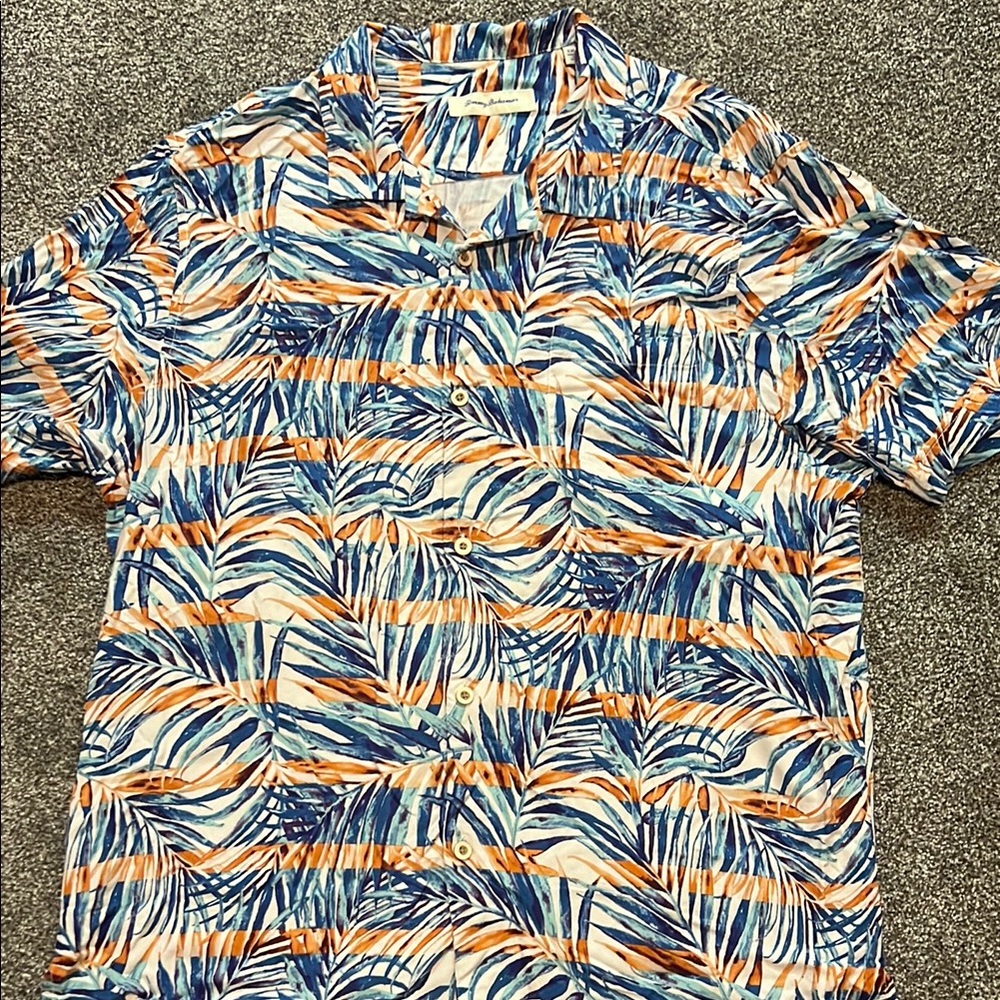 Tommy Bahama Blue and Orange Casual Button Down Shirt
